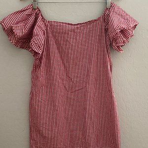 ☆love...ady Off the Shoulder Gingham Mini Dress☆